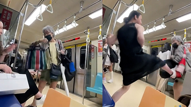 Seniorka v Tchaj-peji strkala do cestující,  ta ji pak odkopla na protější stranu vagonu