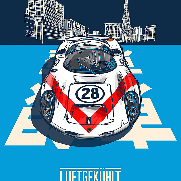 Vzducháče Porsche se naparovaly na estakádě v Tokiu. Je z toho parádní galerie